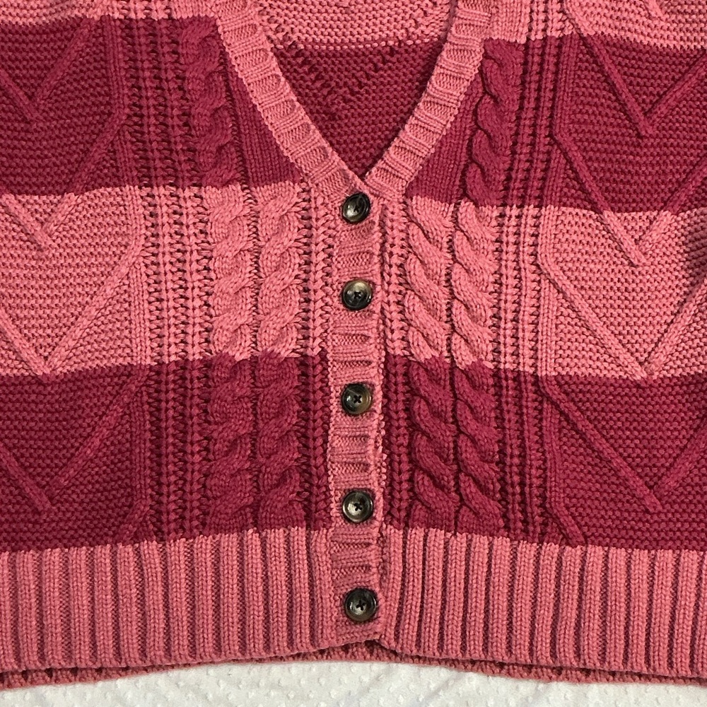 Torrid Two-Tone Pink Cable Cardigan V-neck Sweater 00 Large - Picture 4 of 7